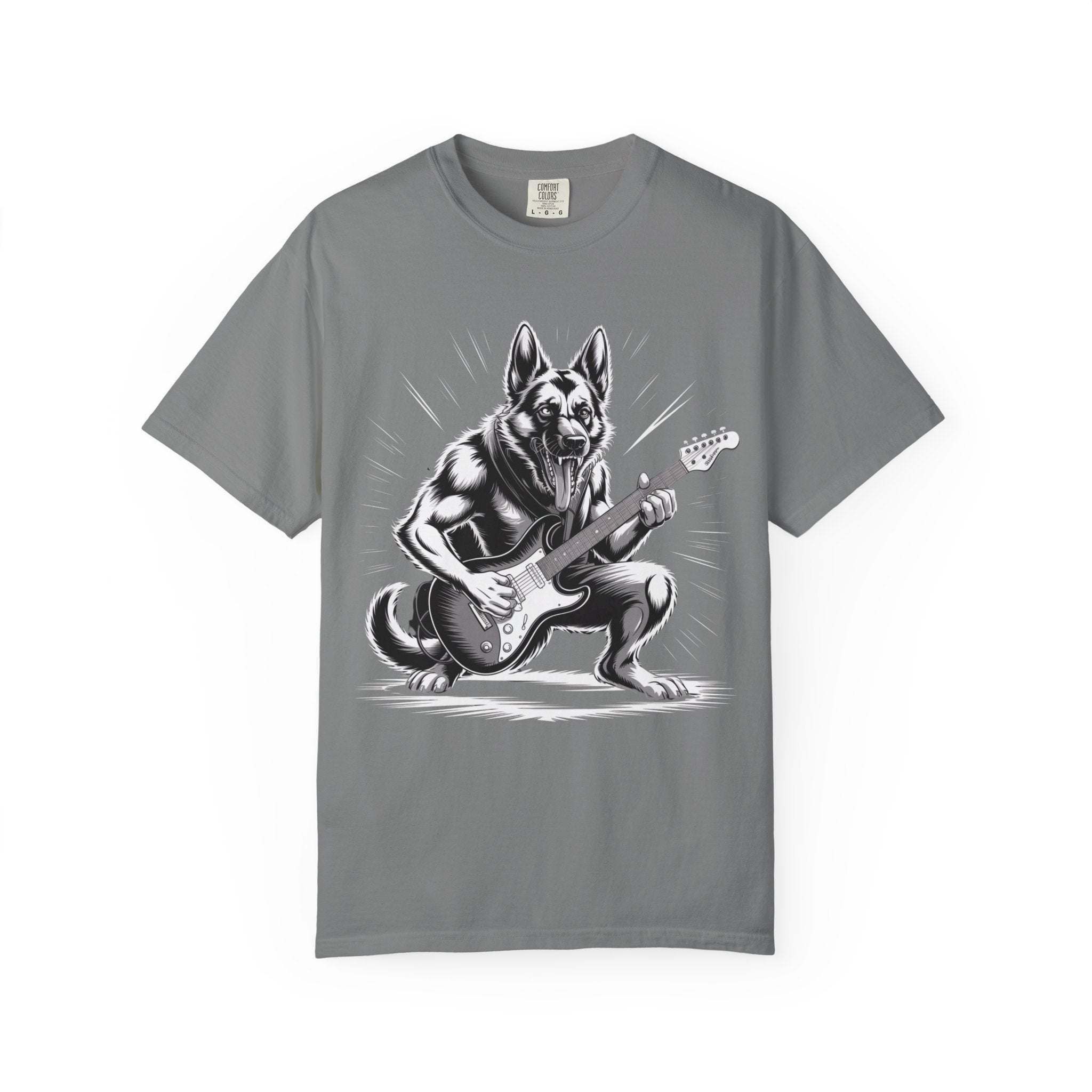 Heavy Metal German Shepherd graphic on soft, heavyweight garment-dyed t-shirt with relaxed fit