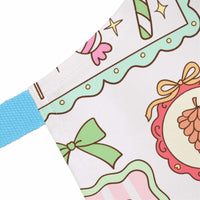 Retro Christmas Frames apron with colorful bows and festive holiday design on soft polyester canvas