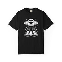 Surreal Cat UFO Abduction T-Shirt | Weirdcore Alien Graphic Tee | Comfort Colors Extraterrestrial Top