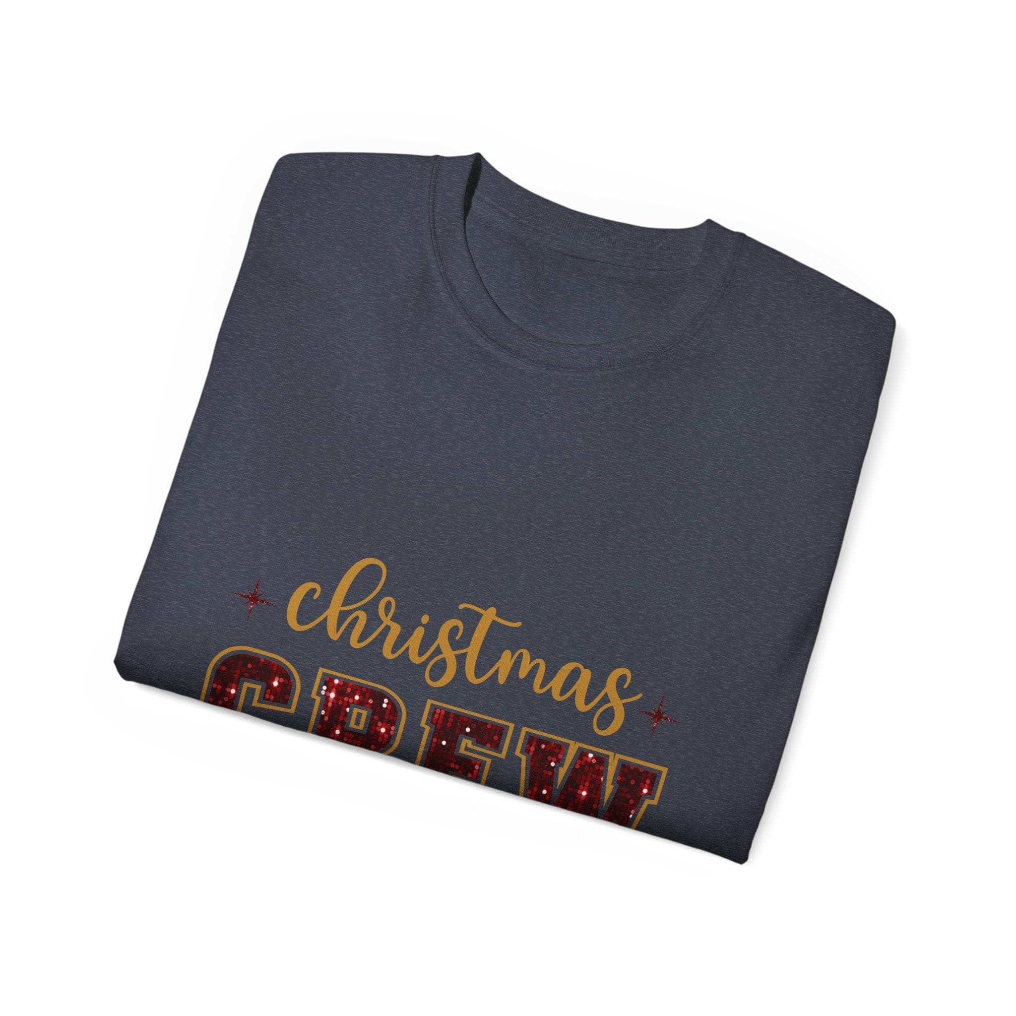 Christmas Crew Faux Glitter Tee - Festive Holiday T-Shirt