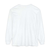 White long sleeve t-shirt with ribbed cuffs and durable hems, perfect for layering or casual wear