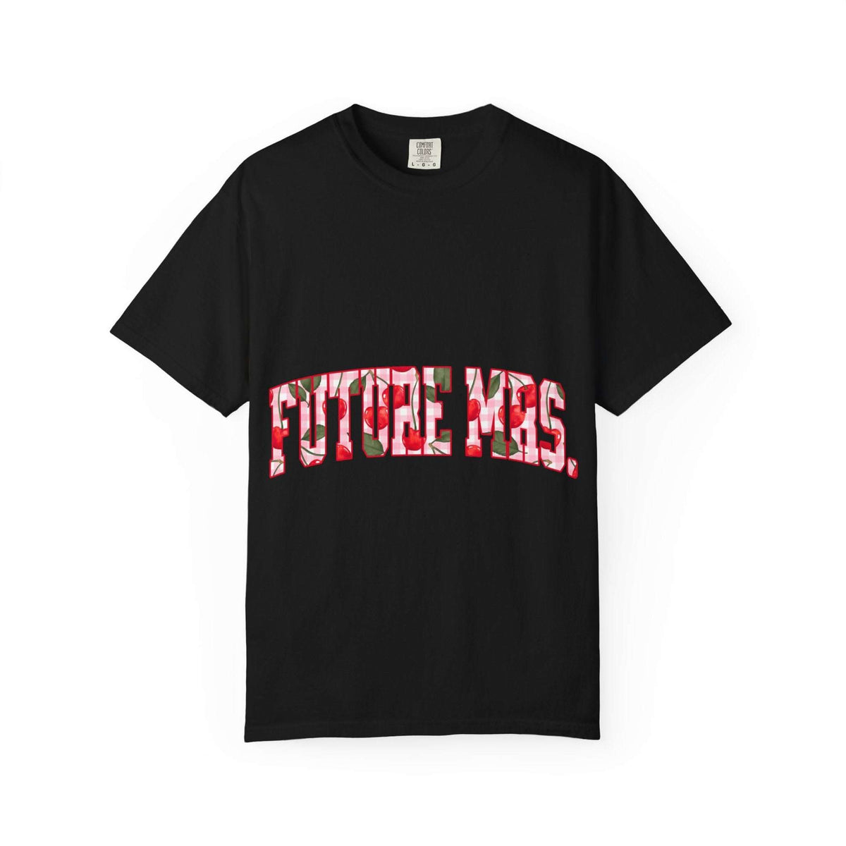 Future Mrs Cherry T-Shirt in muted colors, soft cotton, relaxed fit for brides-to-be