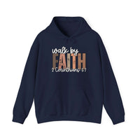 Faith Over Fear Hoodie with "Walk by Faith" inspirational Christian design, cozy and comfortable sweatshirt