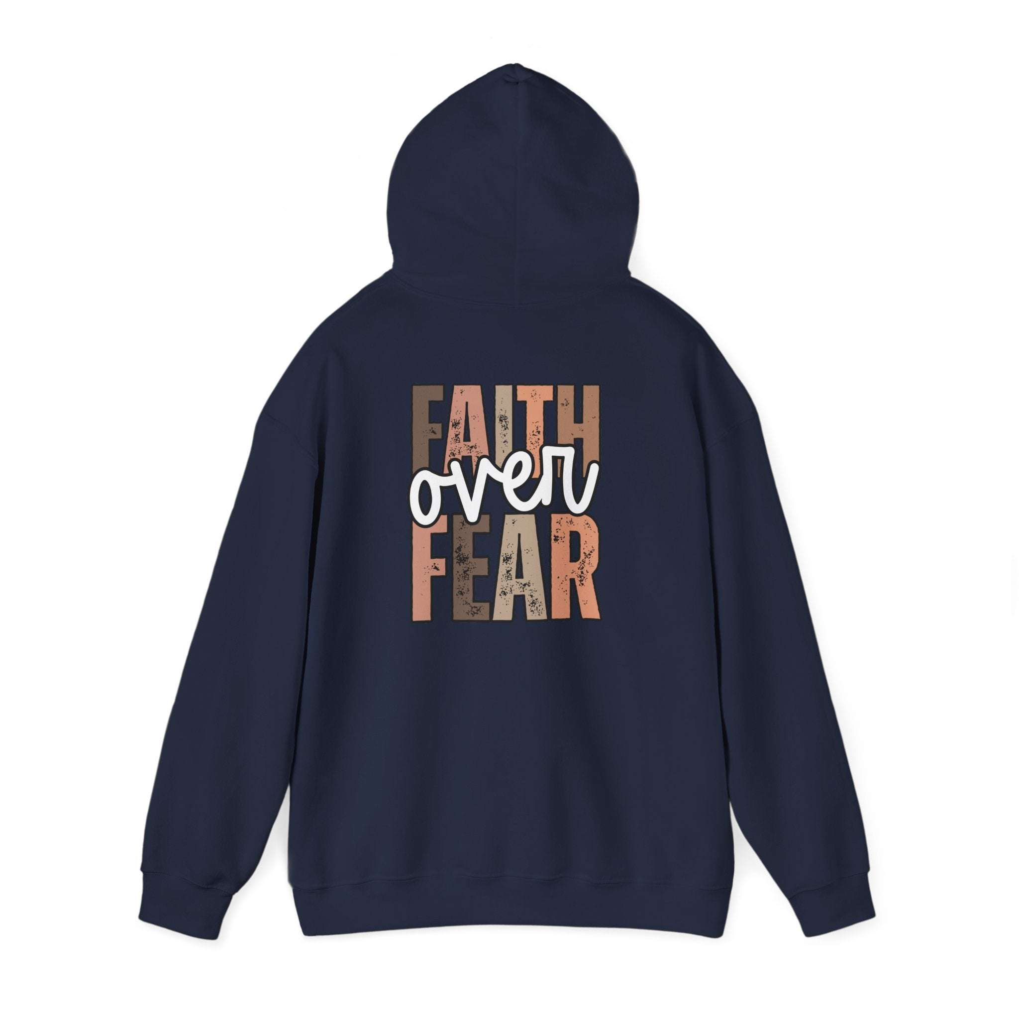 Faith Over Fear Hoodie with Walk by Faith design on cozy Christian sweatshirt