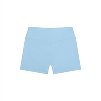 Women’s high rise yoga shorts in nylon spandex with bodycon fit and breathable fabric for workouts and casual wear