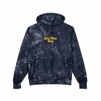 Mulled Berry tie-dye hoodie with 'Good Vibes Only' embroidery by Printify