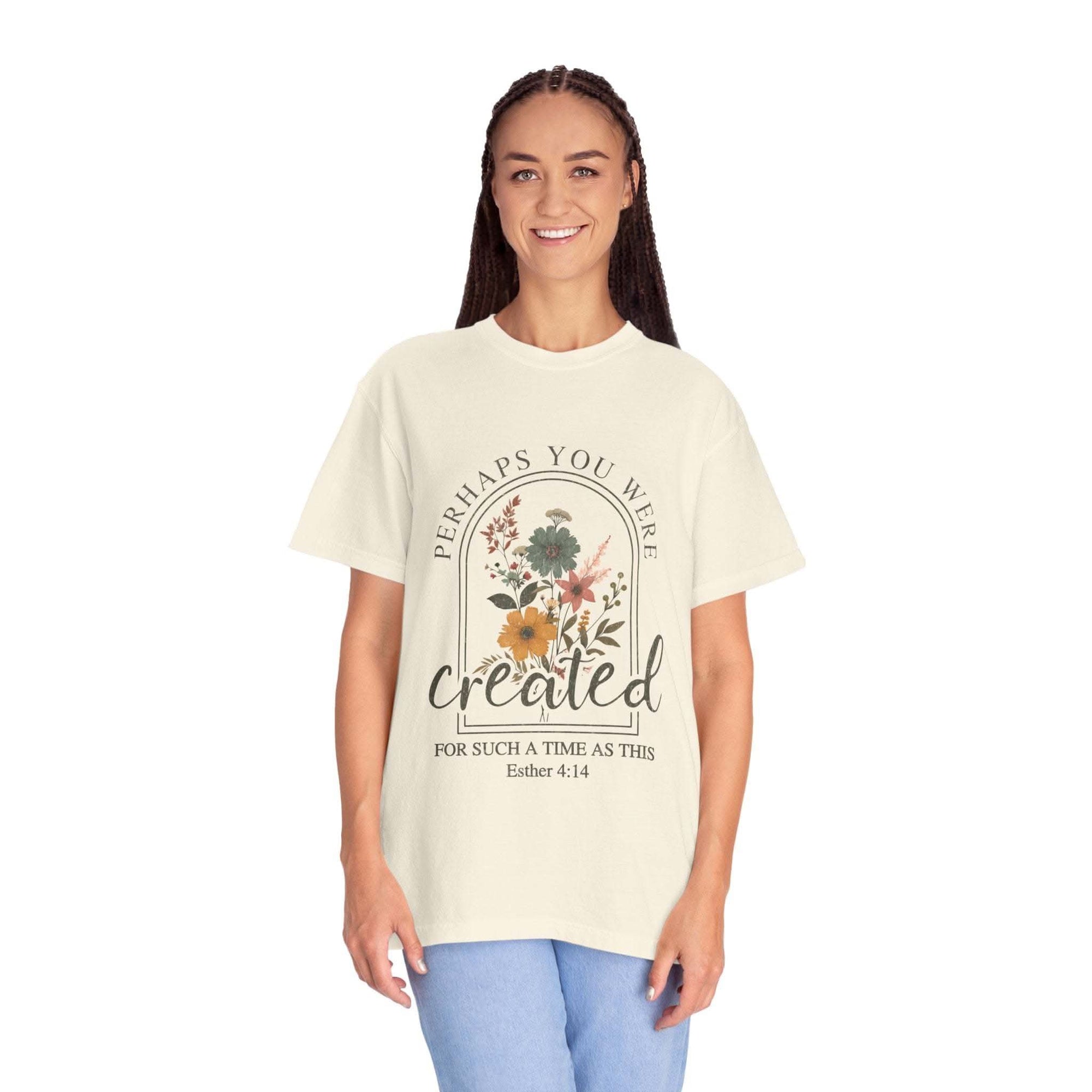 Created For Such A Time As This garment-dyed faith t-shirt in soft washed color with comfortable fit and meaningful message