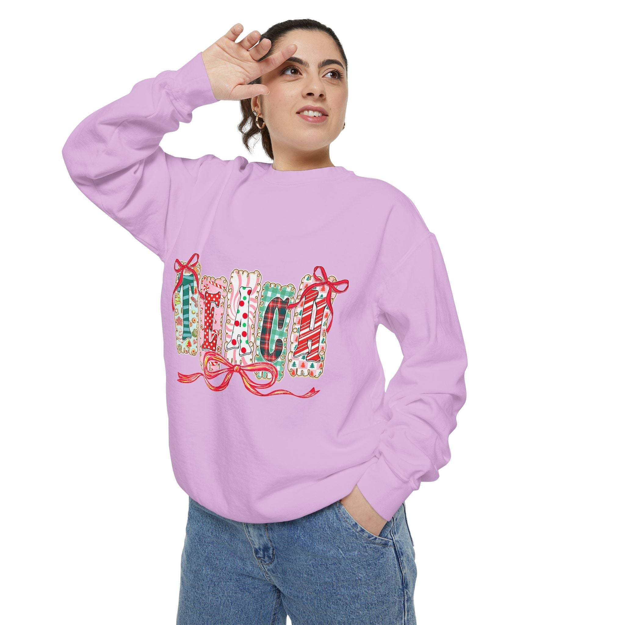 Sweatshirt Preppy Teach Christmas Holiday Gift