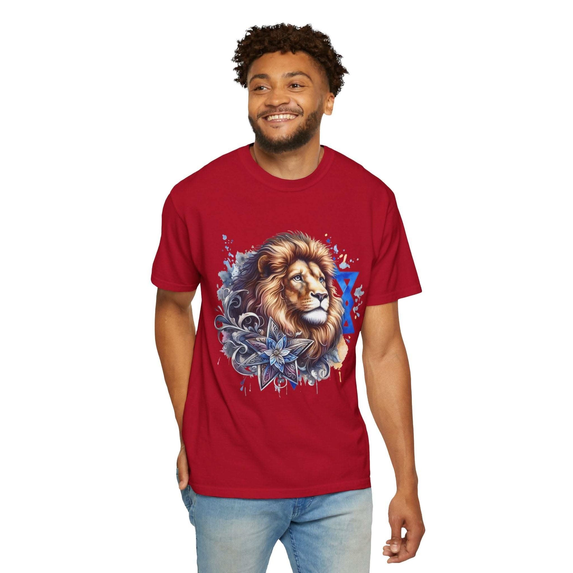 Lion of Judah T-Shirt with bold chest graphic symbolizing Jewish pride and heritage
