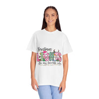 Christmas Lights Are My Favorite Color T-shirt in soft garment-dyed cotton with festive holiday text design