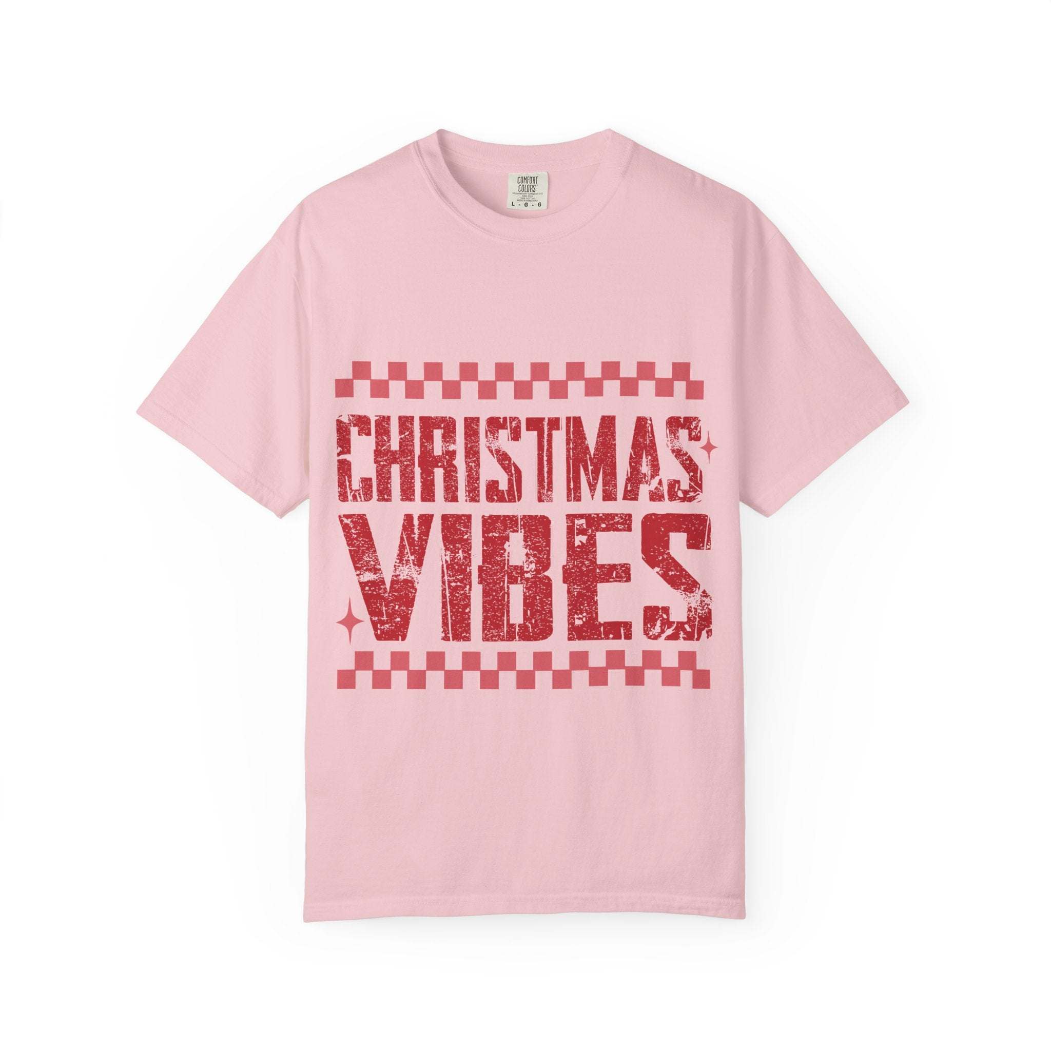 Distressed 'Christmas Vibes' T-Shirt — Garment-Dyed Holiday Tee