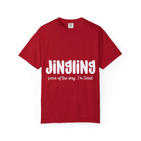 Red unisex T-shirt by Printify featuring humorous 'Some of the Way I’m Tired' graphic, available in sizes S, M, L.