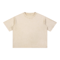 Mineral Wash Boxy Cotton T-Shirt with oversized drop shoulder and cropped fit in vintage faded style