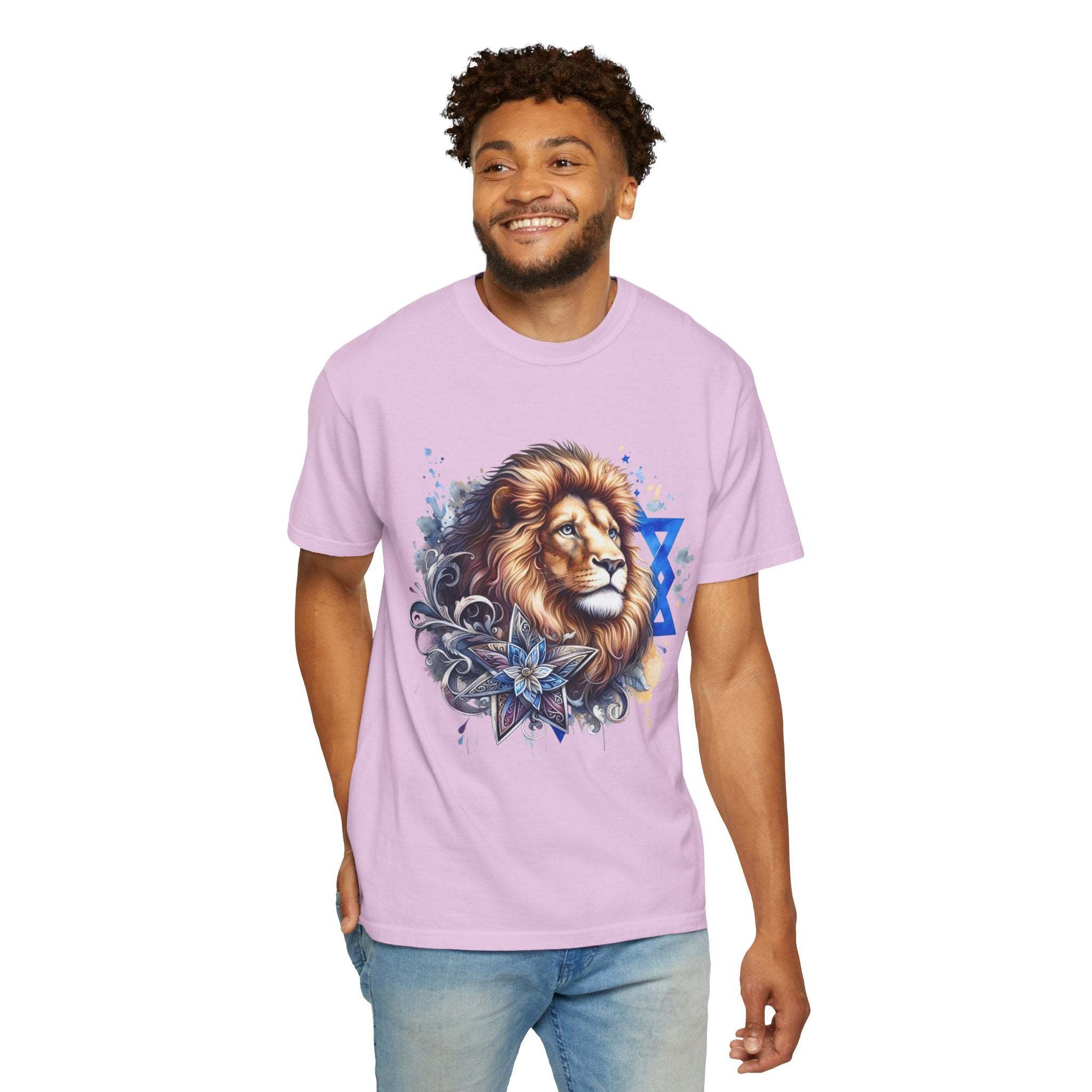 Lion of Judah T-Shirt with bold chest graphic symbolizing Jewish pride and cultural heritage