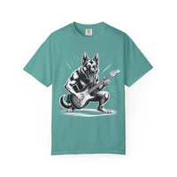 Heavy Metal German Shepherd graphic on soft heavyweight garment-dyed cotton tee
