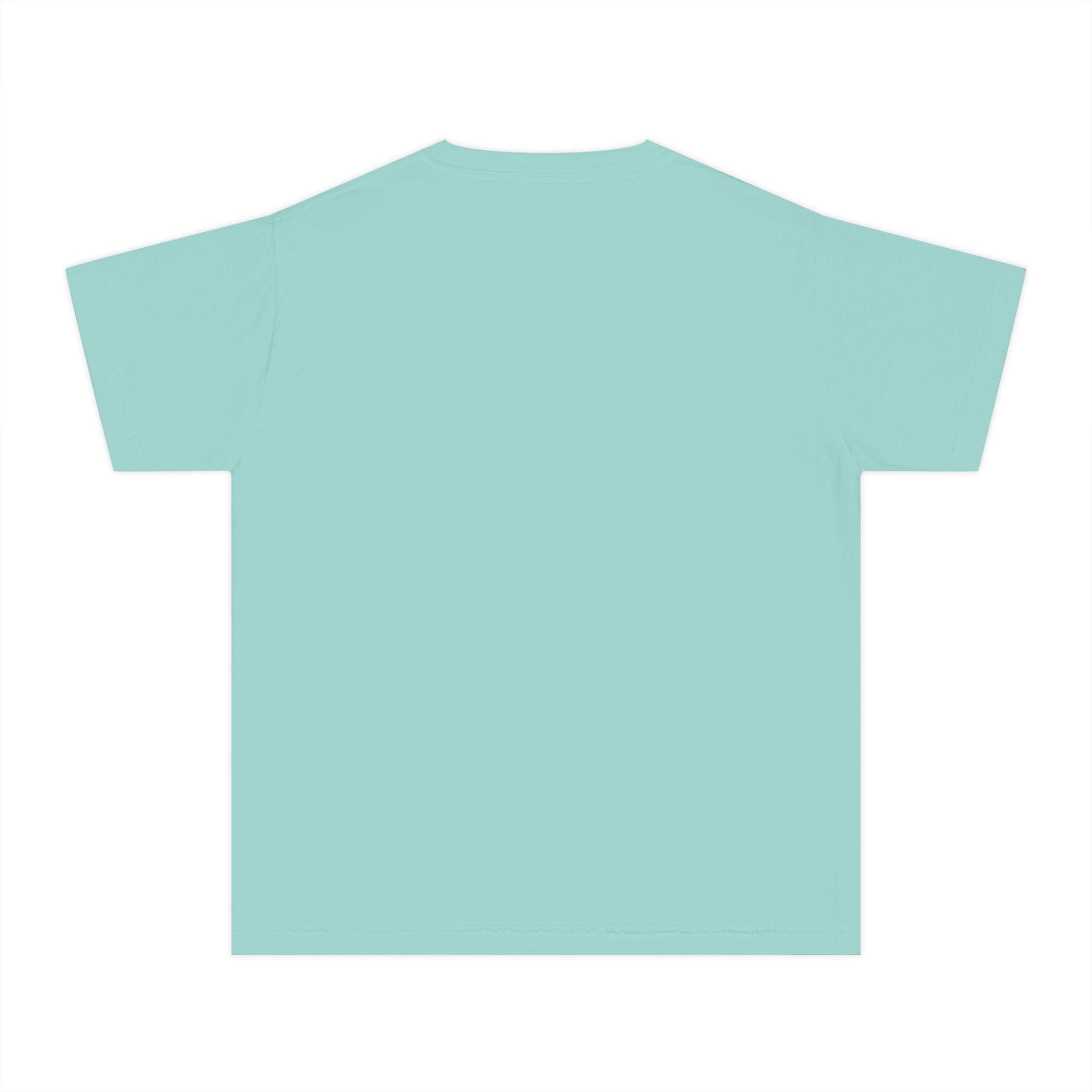 Light blue youth tee shirt, classic fit, short sleeves, soft garment-dyed cotton fabric