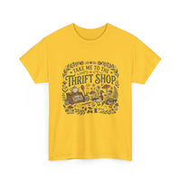 Vintage thrift shop t-shirt with botanical and mushroom illustration, cottagecore style