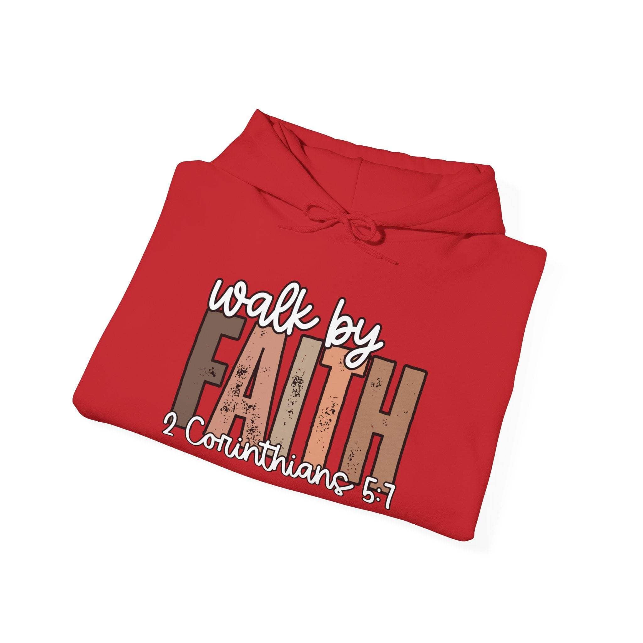 Faith Over Fear Hoodie with Walk by Faith inspirational design and cozy kangaroo pocket