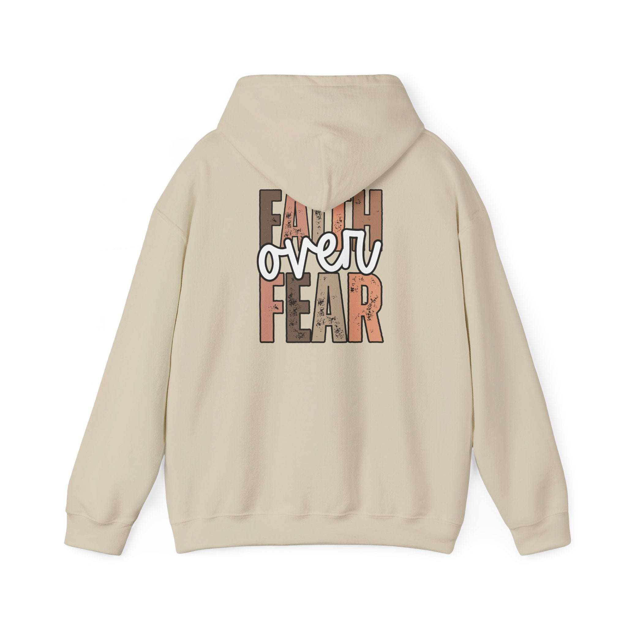 Faith Over Fear Hoodie with Walk by Faith inspirational Christian design, cozy and comfortable sweatshirt
