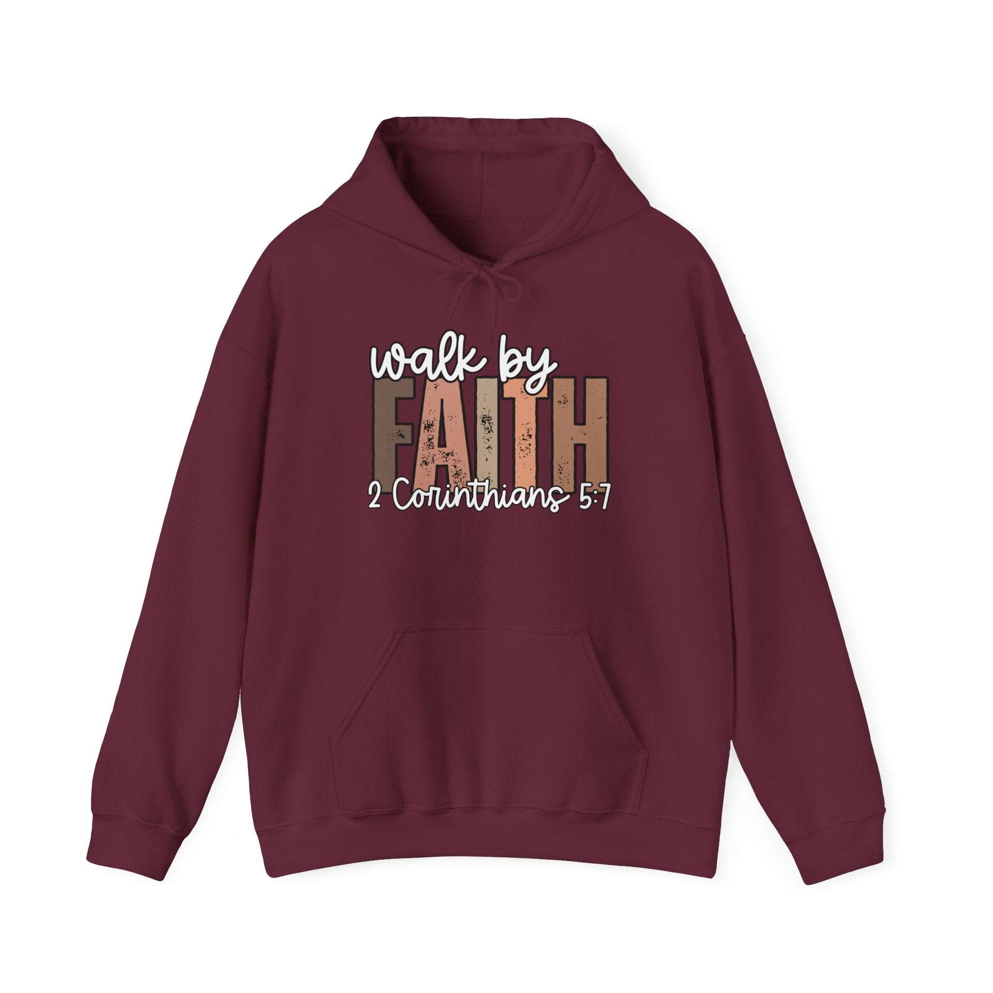 Faith Over Fear Hoodie with Walk by Faith inspirational Christian design, cozy and stylish sweatshirt
