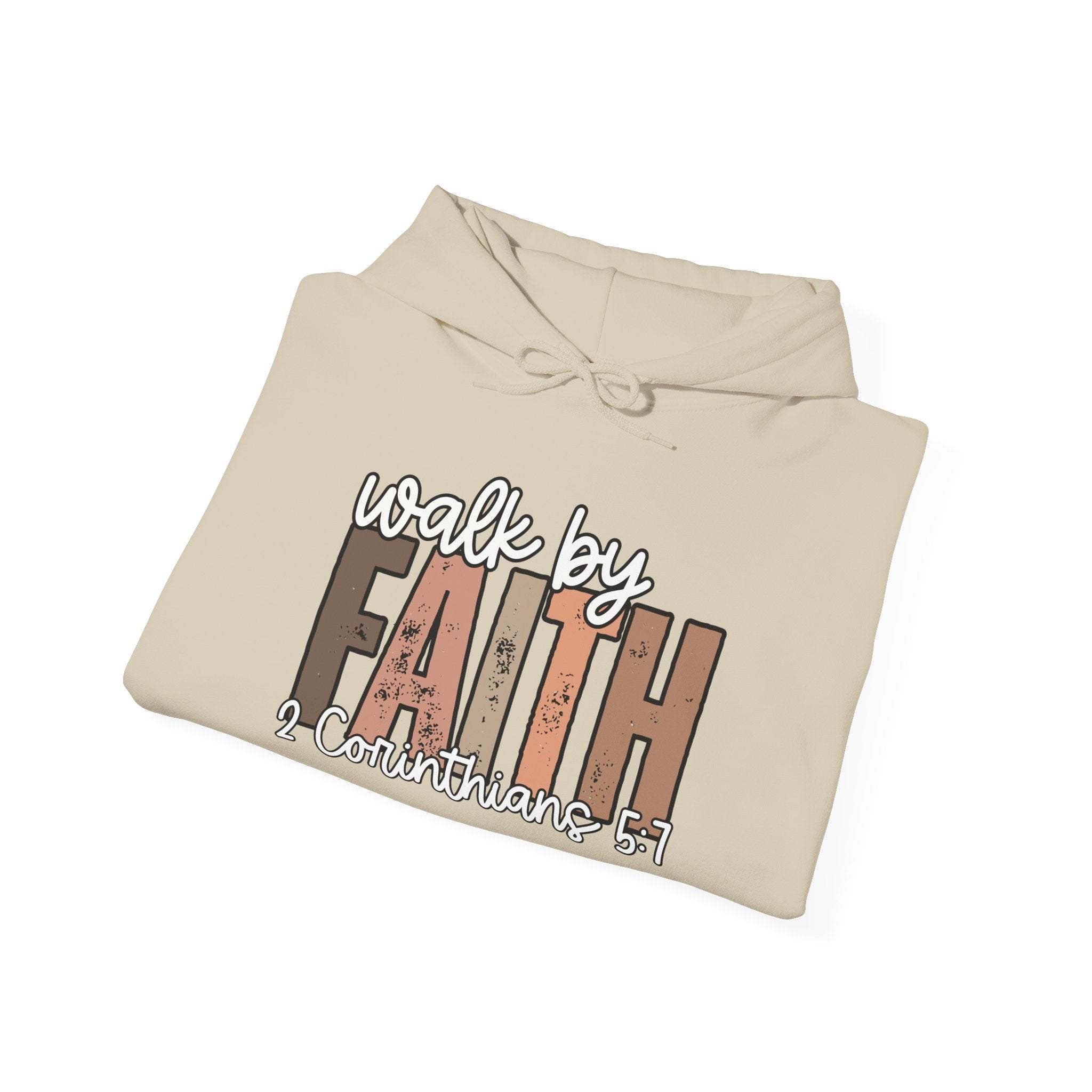 Faith Over Fear Hoodie with Walk by Faith inspirational design and cozy double-lined hood sweatshirt