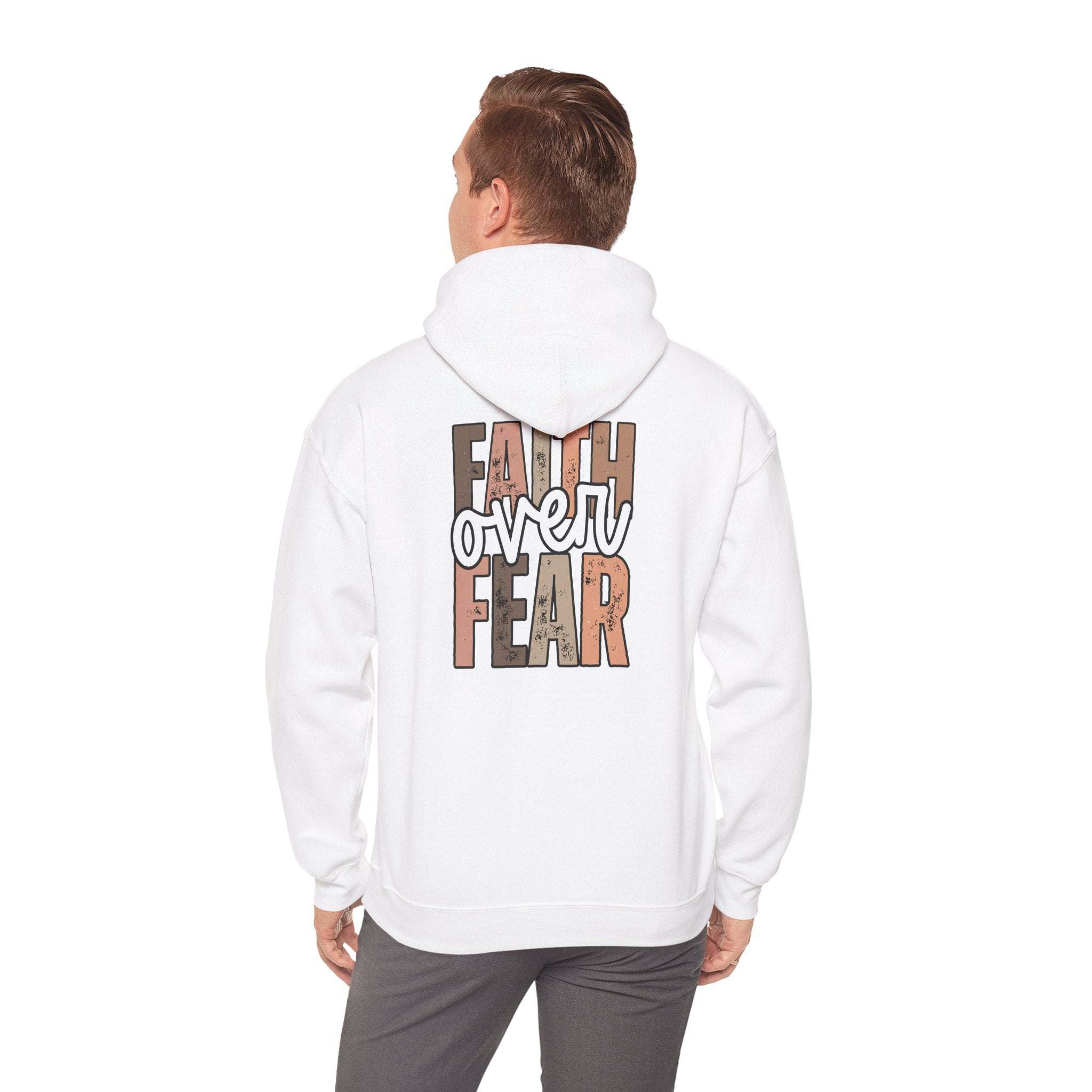 Faith Over Fear Hoodie with Walk by Faith design, cozy Christian sweatshirt