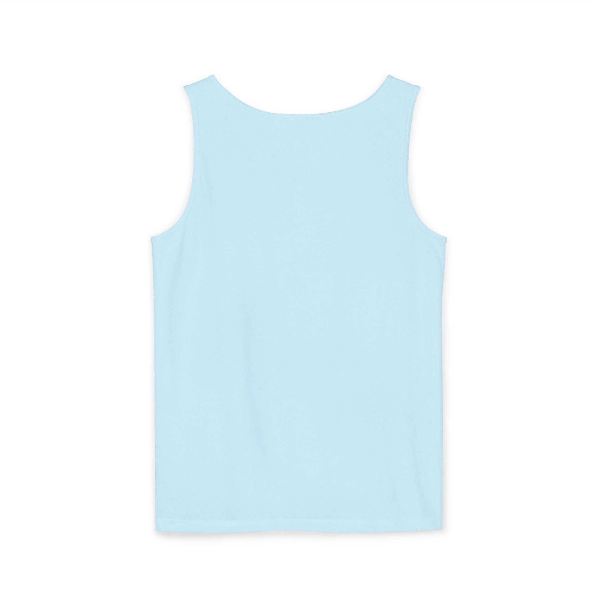 Light blue tank top with smooth fabric and relaxed fit, perfect for casual summer wear