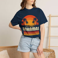 Bahamas Retro Sunset T-shirt | Palm Tree Beach Vacation Tee