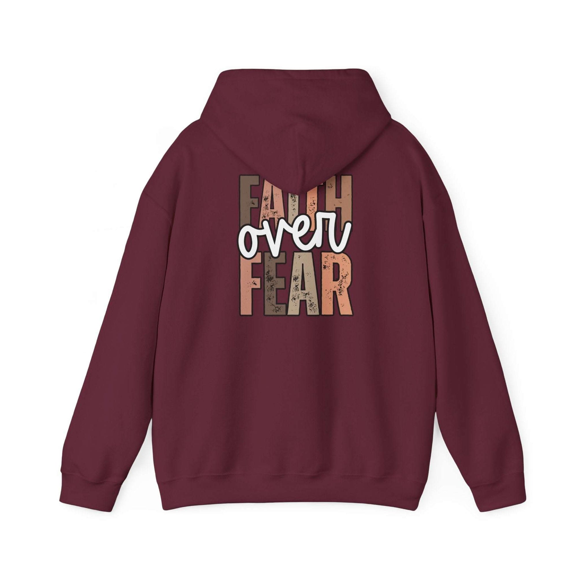 Faith Over Fear Hoodie with Walk by Faith design, cozy inspirational Christian sweatshirt