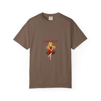 Anime T-shirt featuring a dangerous red girl design in black, casual style by Printify