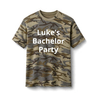 Custom Bachelor Party Camo Tee | Personalized Party Shirt