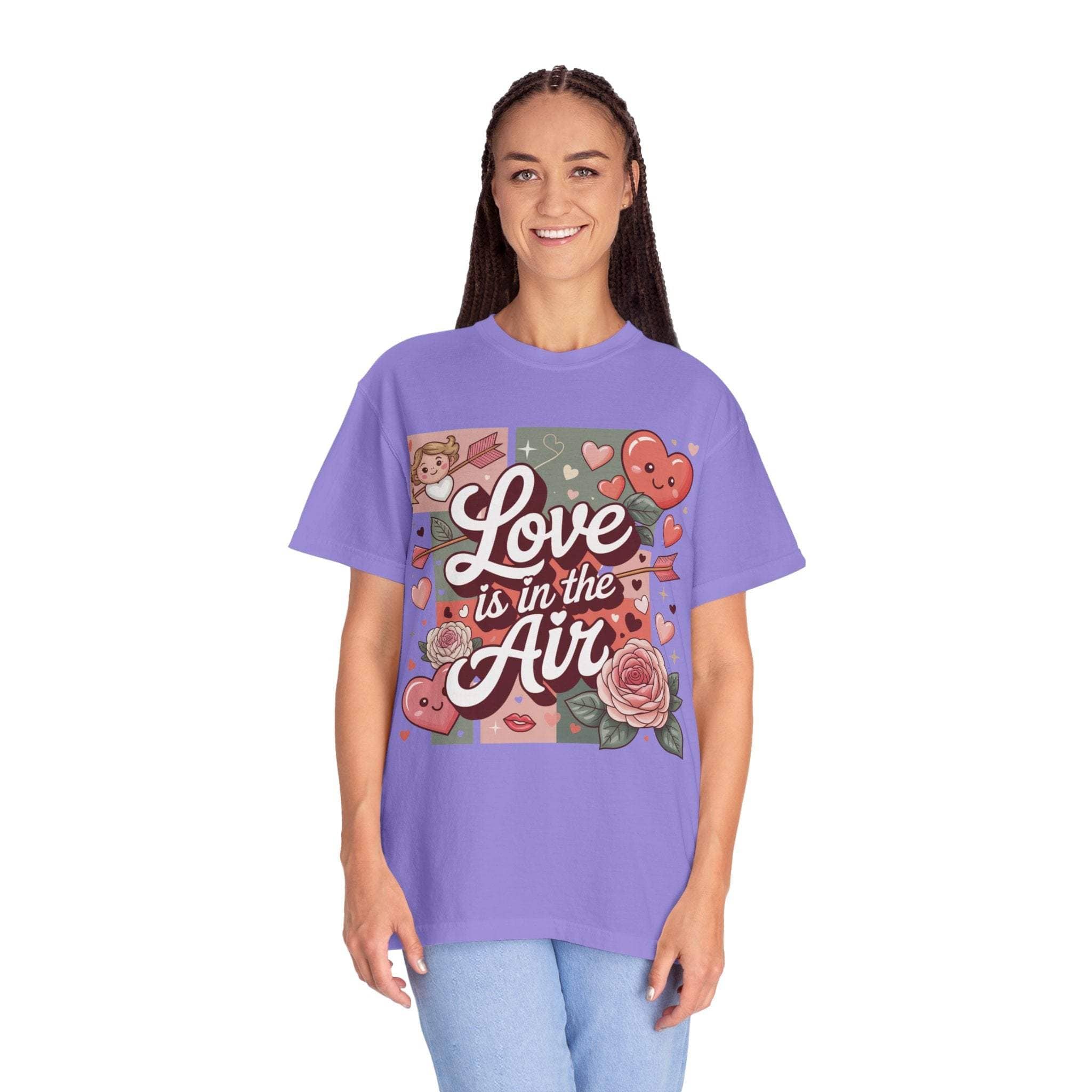 Valentine's Love Is in the Air t-shirt with heart collage and vintage look