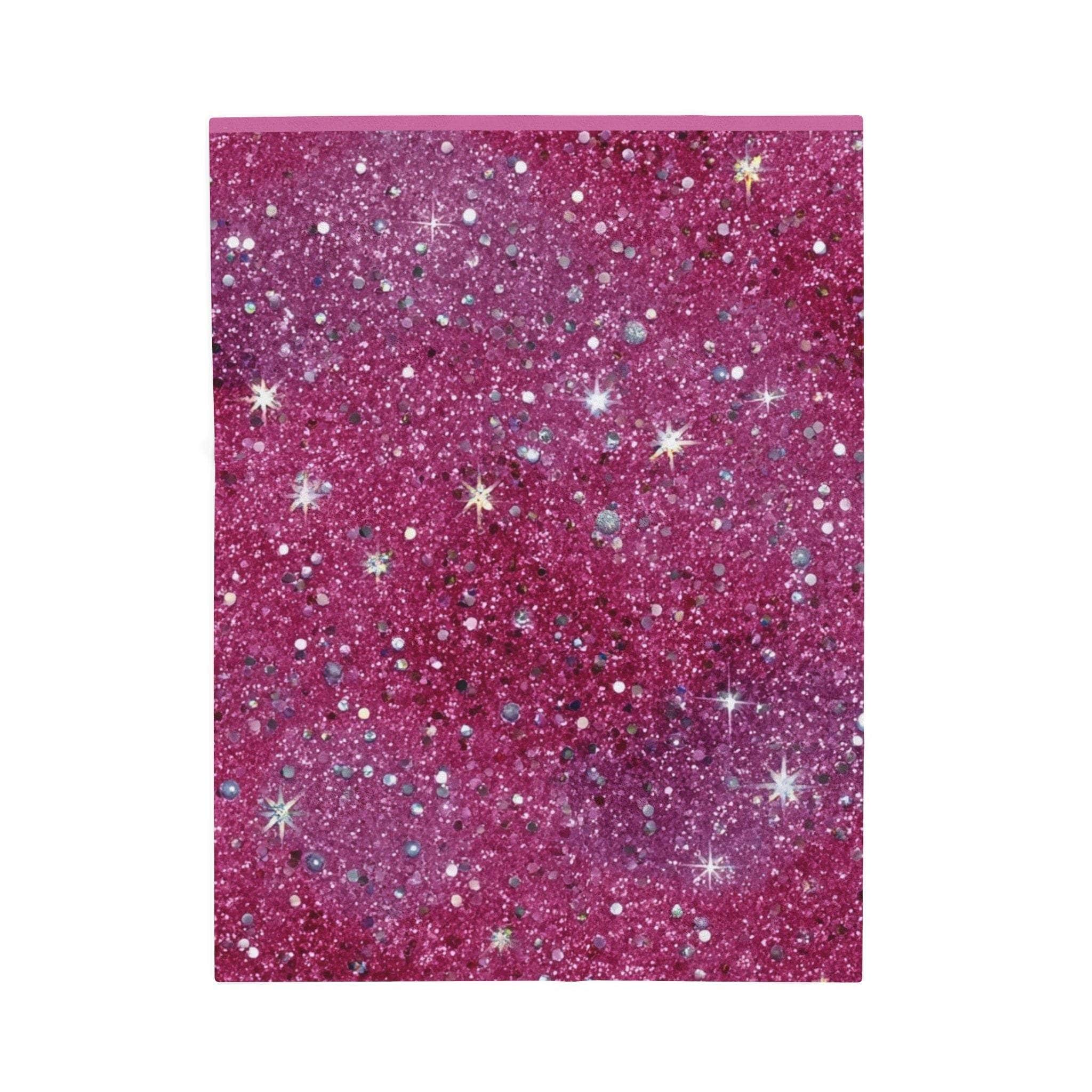 Starry pink plush blanket with all-over print, ideal for cozy bedding in a girl's room by Printify.