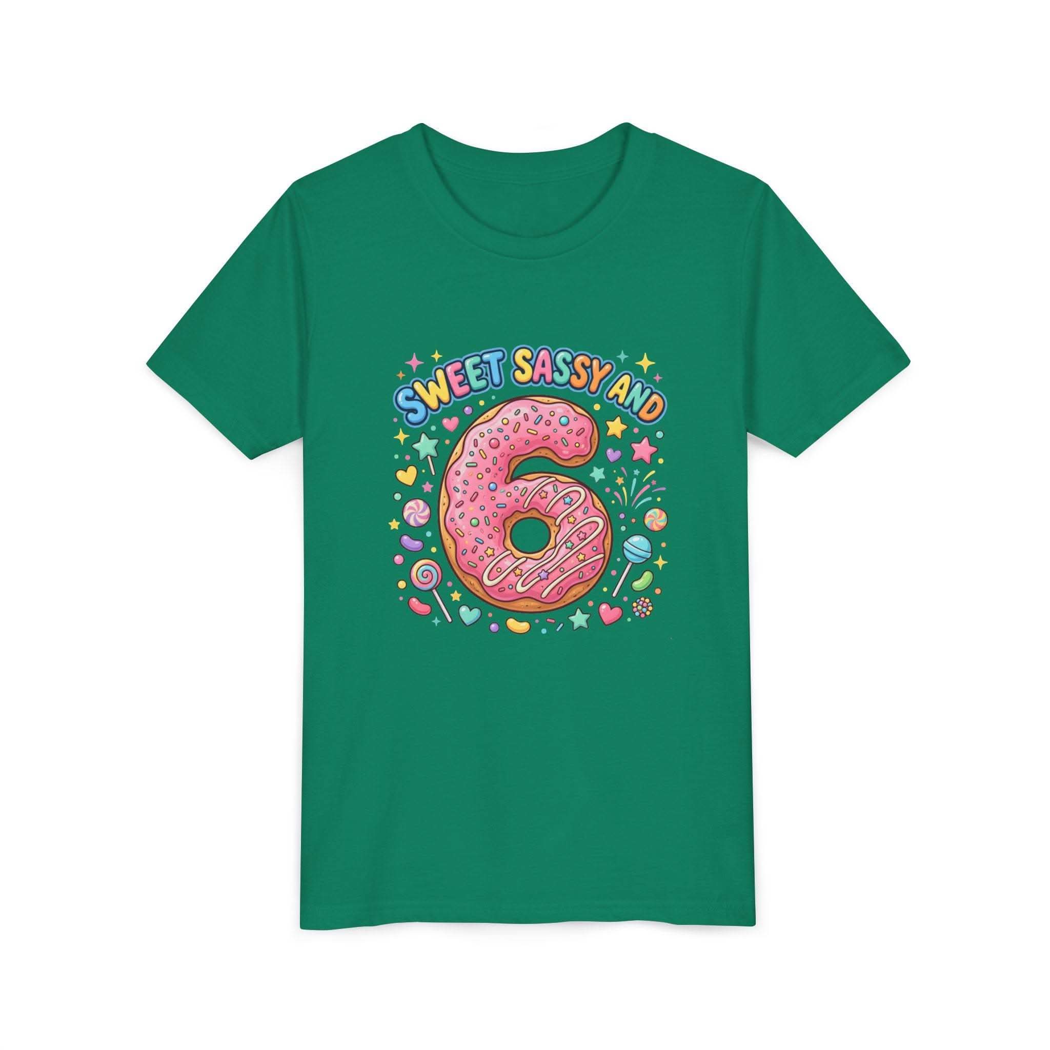 Sweet Sassy and 6 Youth Tee | Donut Number Six Birthday Shirt