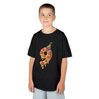 Kids 9th Birthday Pizza Slice t-shirt with party hat graphic on soft cotton tee