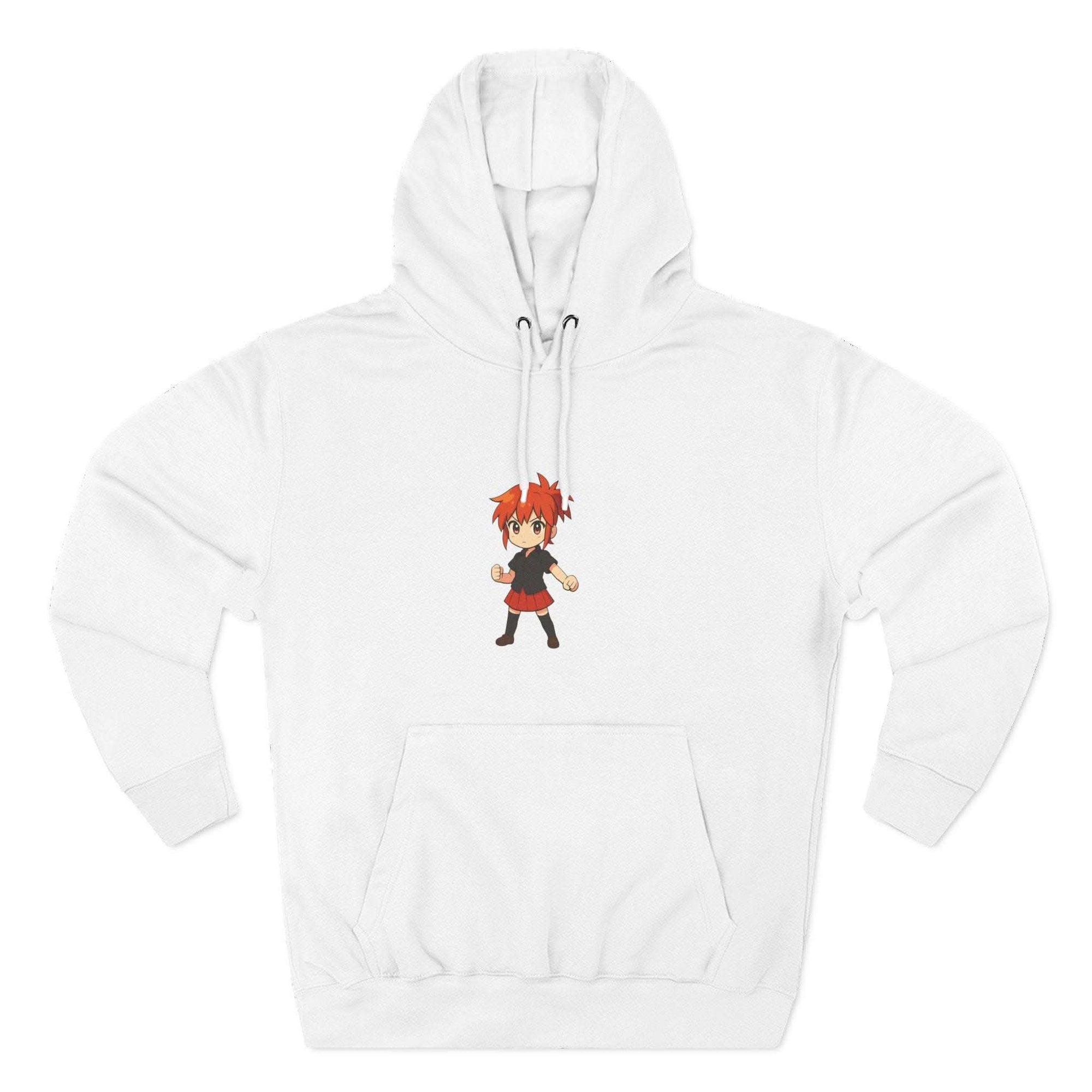 Fleece hoodie featuring vibrant anime power girl design for cozy and stylish wear