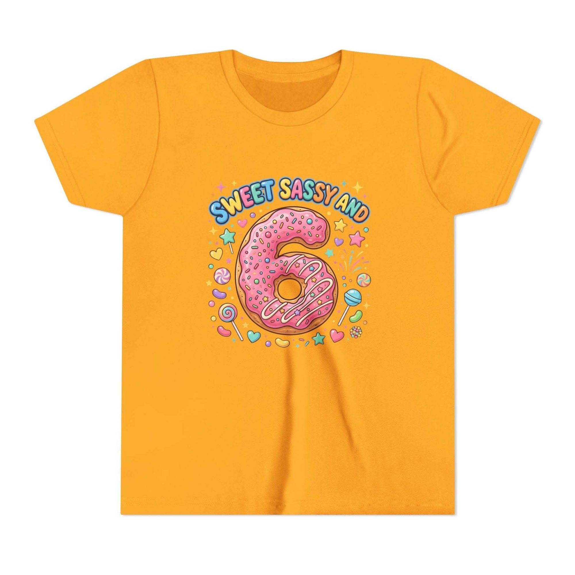 Sweet Sassy and 6 Youth Tee | Donut Number Six Birthday Shirt