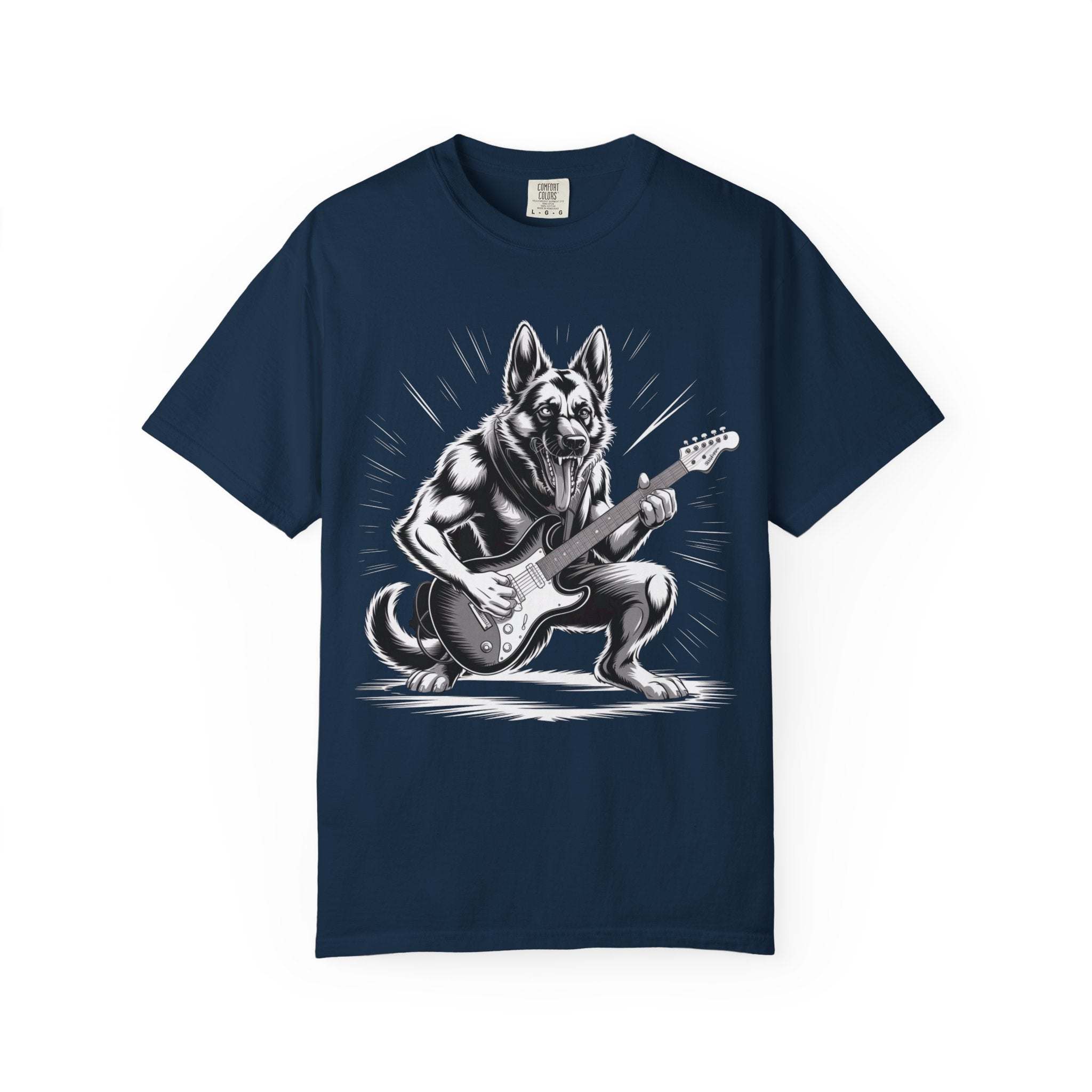 Heavy Metal German Shepherd graphic on faded heavyweight garment-dyed cotton t-shirt with relaxed fit