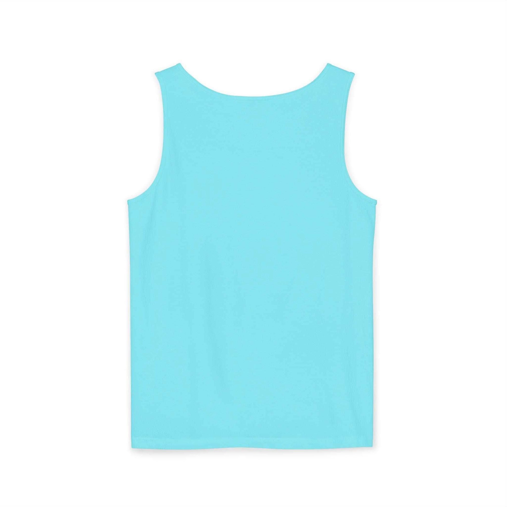Light blue sleeveless tank top with a relaxed fit and smooth fabric.