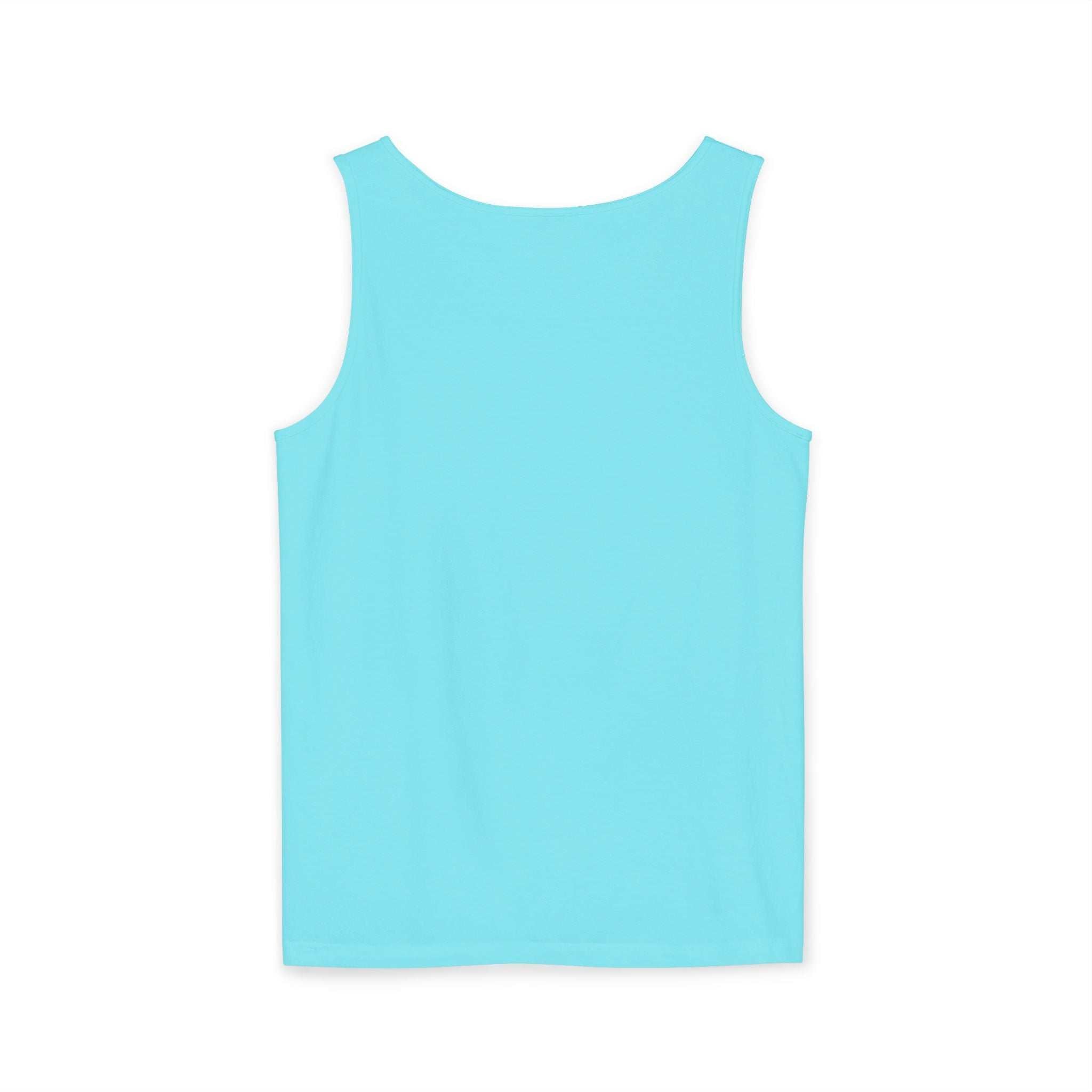 Light blue sleeveless tank top with a relaxed fit and smooth fabric.
