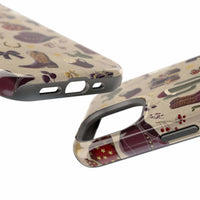 Cowboy Christmas design phone case for iPhone 17 in glossy finish by Printify, featuring festive colors and patterns.