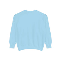Garment-dyed True Navy sweatshirt with festive Christmas design, perfect for holiday gifting, by Printify