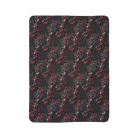 Gothmas Black Roses & Daggers fleece sherpa blanket with dark floral and dagger design on plush fabric