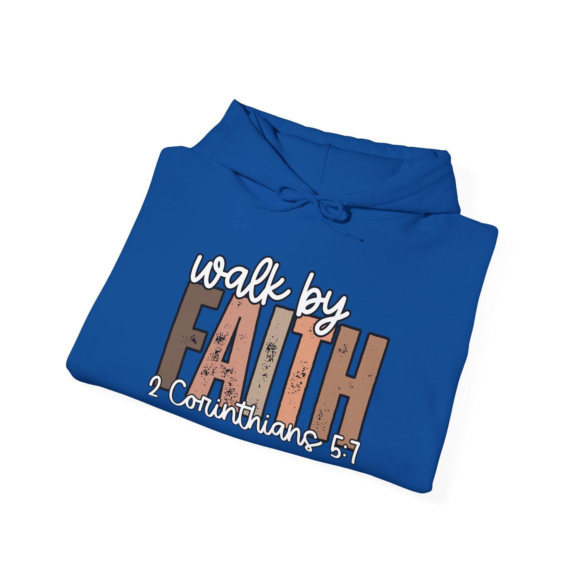 Faith Over Fear Hoodie with "Walk by Faith" inspirational Christian sweatshirt design