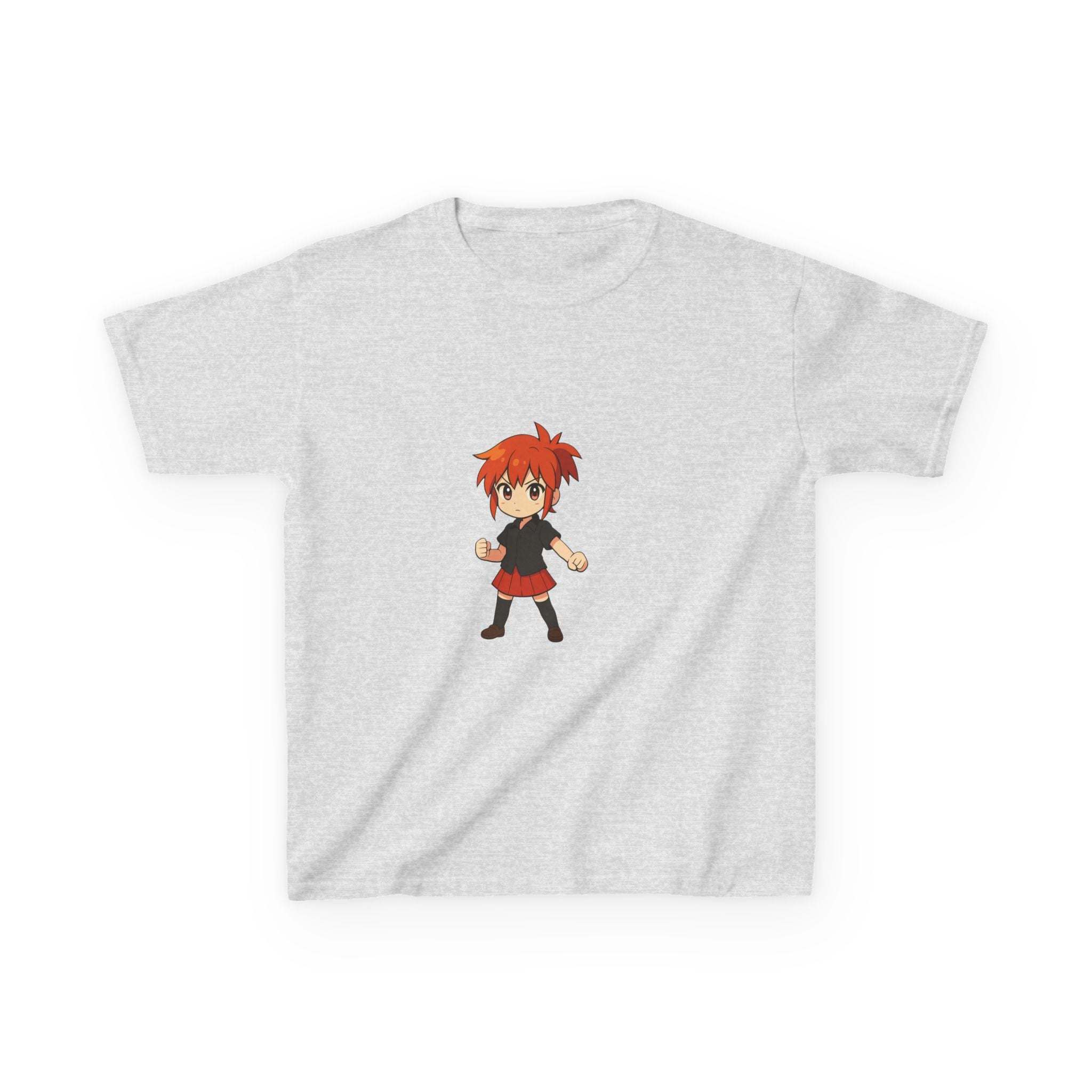 Navy Anime Power Girl T-shirt for kids, featuring vibrant graphic design, made by Printify.