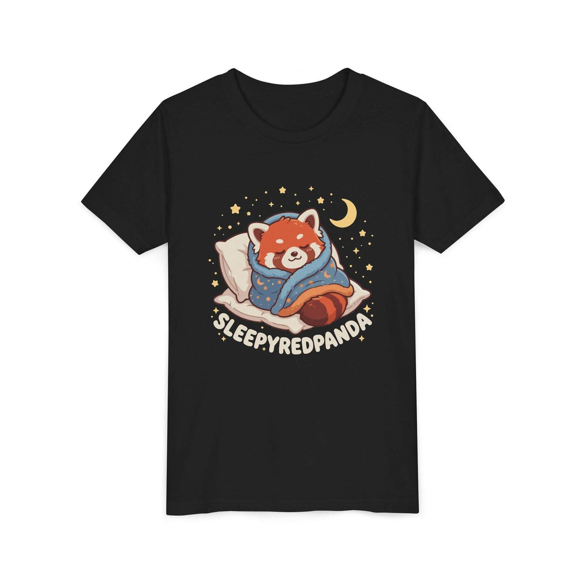 Sleepy Red Panda Youth Tee | cute sleeping red panda, moon pillow, kids shirt