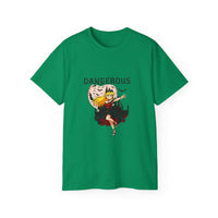 White eco-friendly cotton t-shirt featuring anime Halloween Dangerous Girl print in edgy style