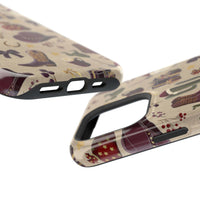 Cowboy Christmas design phone case for iPhone 17 in glossy finish by Printify, featuring festive colors and patterns.