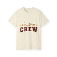 Antique Cherry Red Christmas Crew Faux Glitter Tee with festive design
