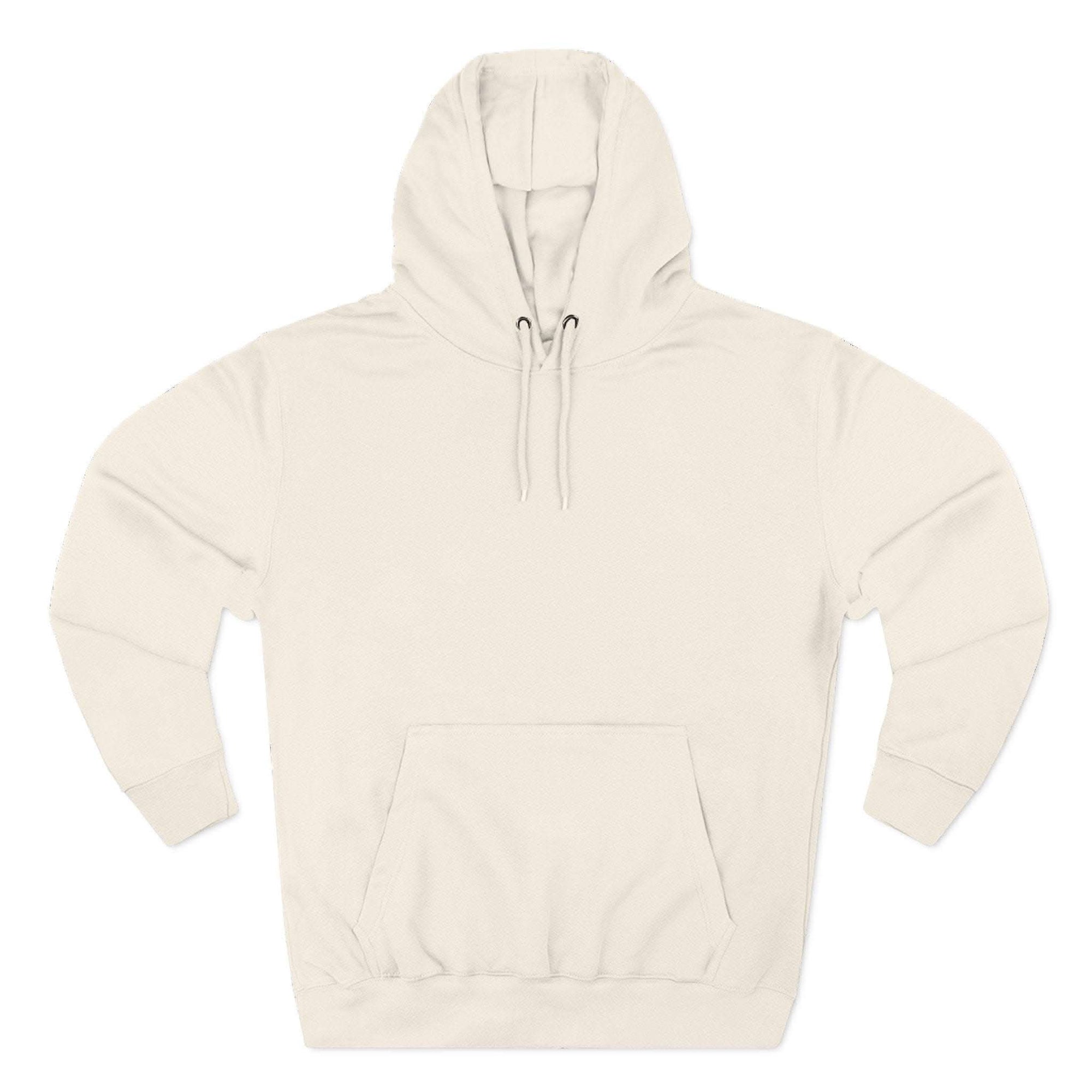 Cozy cream fleece hoodie with adjustable hood and kangaroo pocket for winter comfort
